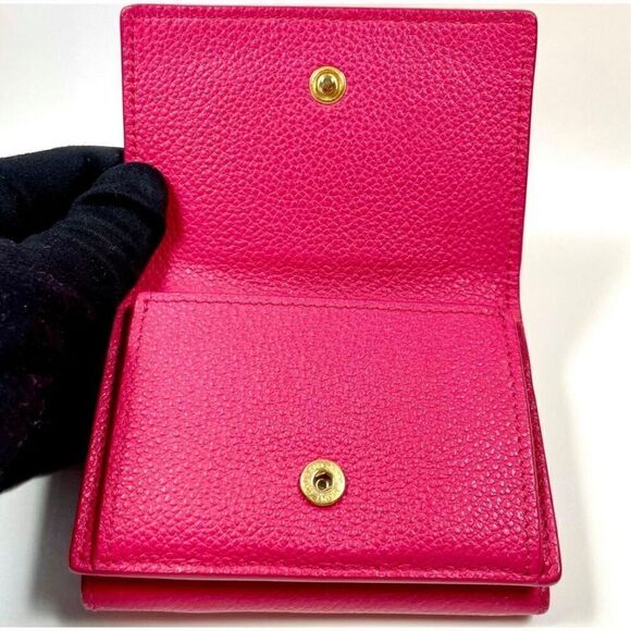 Saint Laurent Trifold Compact Mini Wallet Pink Leather Summer Luxury Minimalist - Picture 7 of 14